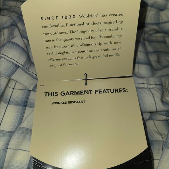 Woolrich Mens Large Button Up Carson Shirt Plaid Short Sleeve Tidal Ombre NWT - Picture 7 of 16